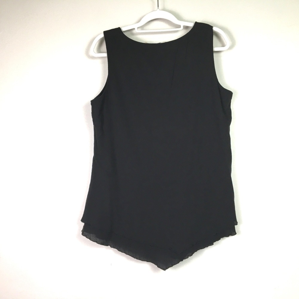 Soft Surroundings Layered Gauze Sharkbite Hem Sleeveless Tank Top M Black - Picture 2 of 7